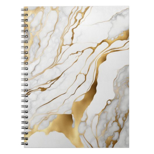 Carnet Marbre Abstrait Or et Blanc (Devant)
