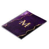 Carnet Marbre Agate Violet et Or (Côté gauche)