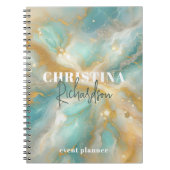 Carnet Marbre Aquamarine Pailleté Or Luxe Élégant (Devant)