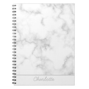 Carnet Marbre arrière - plan gris sur blanc nom personnal