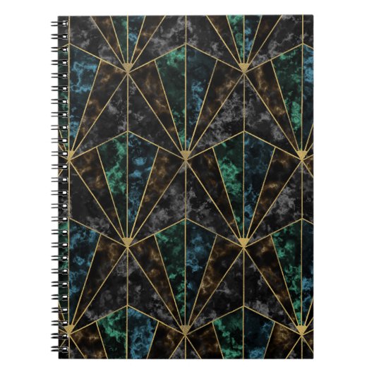 Carnet Marbre Art Déco : Malachite Luxe (Devant)