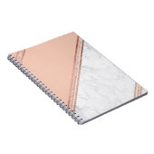 Carnet Marbre blanc 2 d'or de rayures géométriques roses (Côté Droit)