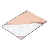 Carnet Marbre blanc 2 d'or de rayures géométriques roses (Côté gauche)