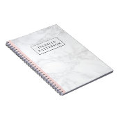 Carnet Marbre blanc avec accent rose vif Personnalisé (Côté Droit)