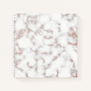 Carnet Marbre blanc Carrara Rose Parties scintillant or T