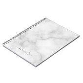 Carnet Marbre blanc de nom personnalisé de script moderne (Côté gauche)