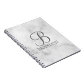 Carnet Marbre blanc de script personnalisé Monogramme et (Côté Droit)