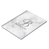 Carnet Marbre blanc de script personnalisé Monogramme et (Côté gauche)
