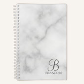 Carnet Marbre blanc de script personnalisé Monogramme et  (Recto)