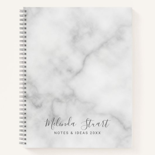 Carnet Marbre Blanc Écriture Moderne Professionnelle (Devant)