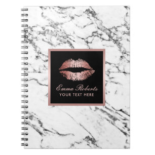 Carnet Marbre blanc élégant de lèvres roses modernes d