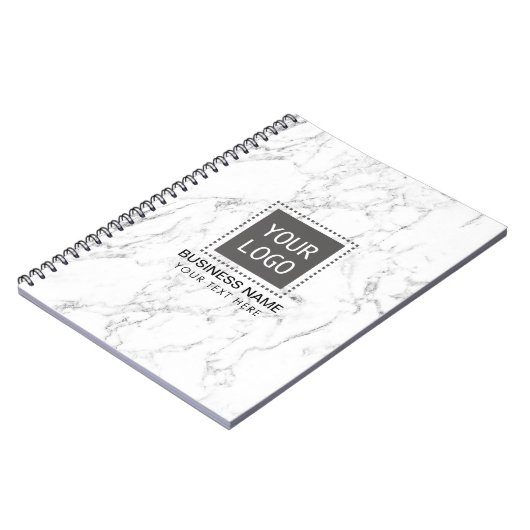 Carnet Marbre blanc élégant de logo fait sur commande (Côté gauche)