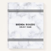 Carnet Marbre blanc et gris rayures de texture accent (Devant)