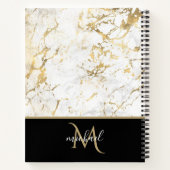 Carnet Marbre blanc et or avec monogramme noir (Dos)