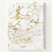 Carnet Marbre blanc et or, boîte dorée, nom et monogramme (Dos)