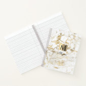 Carnet Marbre blanc et or, boîte dorée, nom et monogramme (Intérieur)