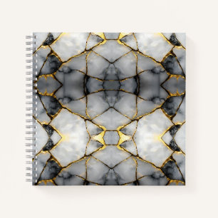 Carnet Marbre blanc et or craquelé moderne
