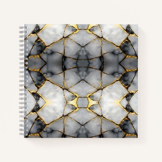 Carnet Marbre blanc et or craquelé moderne (Devant)