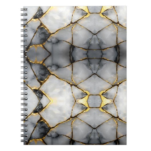 Carnet Marbre blanc et or craquelé moderne (Devant)