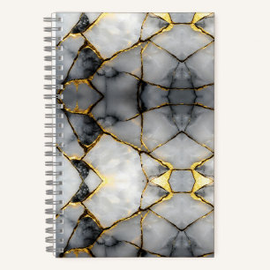Carnet Marbre blanc et or craquelé moderne