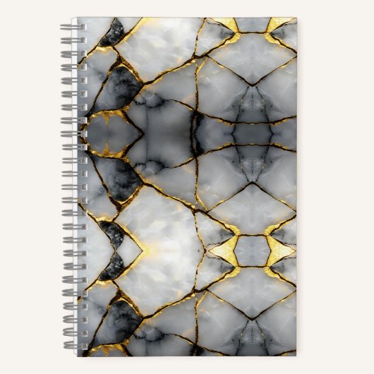 Carnet Marbre blanc et or craquelé moderne (Recto)