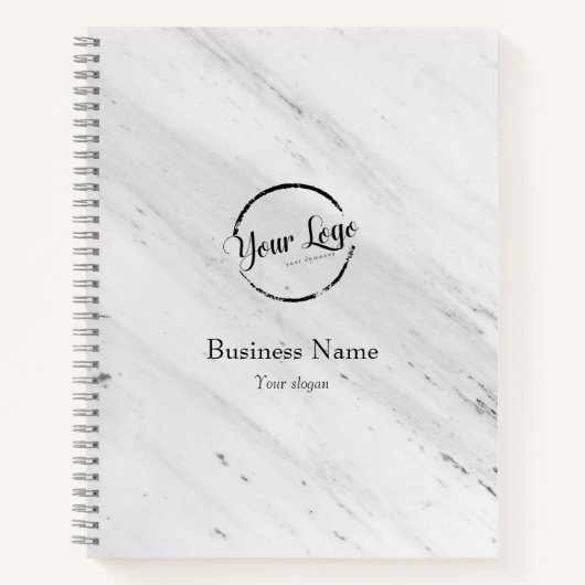 Carnet Marbre blanc, Logo, Site Web de Nom d'entreprise P (Devant)