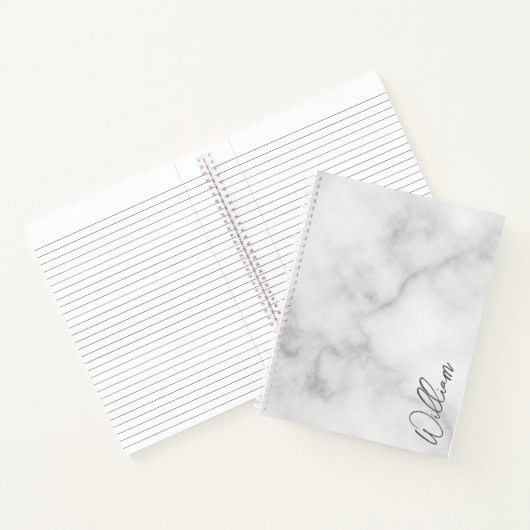Carnet Marbre blanc Modern Script Nom personnalisé (Intérieur)