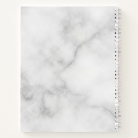 Carnet Marbre blanc Modern Script Nom personnalisé (Dos)