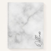 Carnet Marbre blanc Modern Script Nom personnalisé (Devant)
