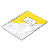 Carnet Marbre blanc moderne avec bloc jaune (Côté gauche)