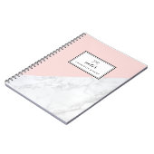 Carnet Marbre blanc moderne avec bloc rose Personnalisé (Côté gauche)