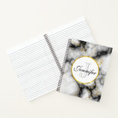 Carnet Marbre blanc moderne avec Monogramme de ruban or (Intérieur)