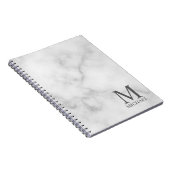 Carnet Marbre blanc Monogramme personnalisé et nom (Côté Droit)