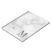 Carnet Marbre blanc Monogramme personnalisé et nom (Côté gauche)
