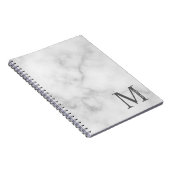 Carnet Marbre blanc Monogramme personnalisé et nom (Côté Droit)