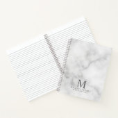Carnet Marbre blanc monogramme personnalisé et nom (Intérieur)