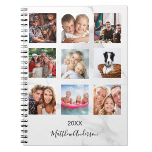 Carnet Marbre blanc monogramme photo collage