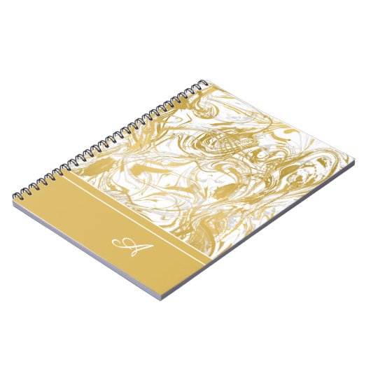 Carnet Marbre blanc or Monogramme en marbre simple (Côté gauche)