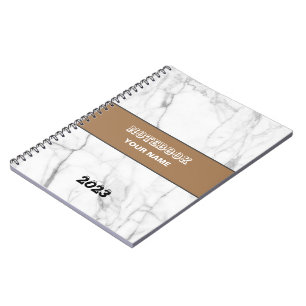 Carnet Marbre Blanc Personnalisé au Nom avec une touche p