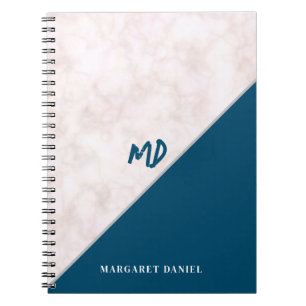 Carnet Marbre Blanc Personnalisé Nom de Touche Profession