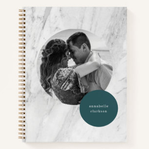 Carnet Marbre blanc photo circulaire minimaliste simple b