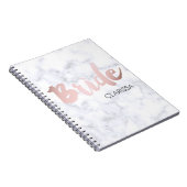 Carnet marbre blanc rose de "jeune mariée" d'or de faux (Côté Droit)