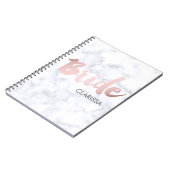 Carnet marbre blanc rose de "jeune mariée" d'or de faux (Côté gauche)