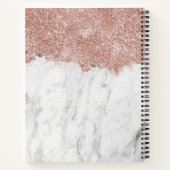 Carnet Marbre blanc rose or rose Parties scintillant Mono (Dos)