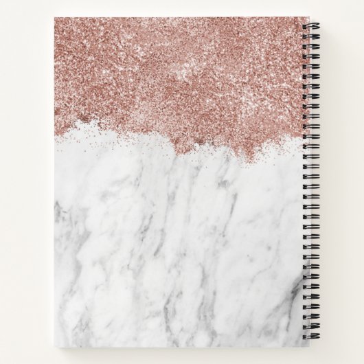 Carnet Marbre blanc rose or rose Parties scintillant Mono (Dos)