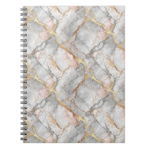 Carnet Marbre blanc royal pierre et or motif d'art de vei
