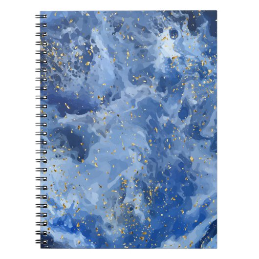 Carnet Marbre bleu et texture or (Devant)