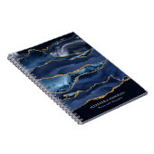 Carnet Marbre bleu marine élégant paillettes or agate géo (Côté Droit)
