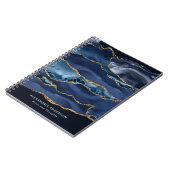 Carnet Marbre bleu marine élégant paillettes or agate géo (Côté gauche)