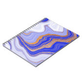 Carnet Marbre Bleu Or, Abstrait Moderne. (Côté gauche)